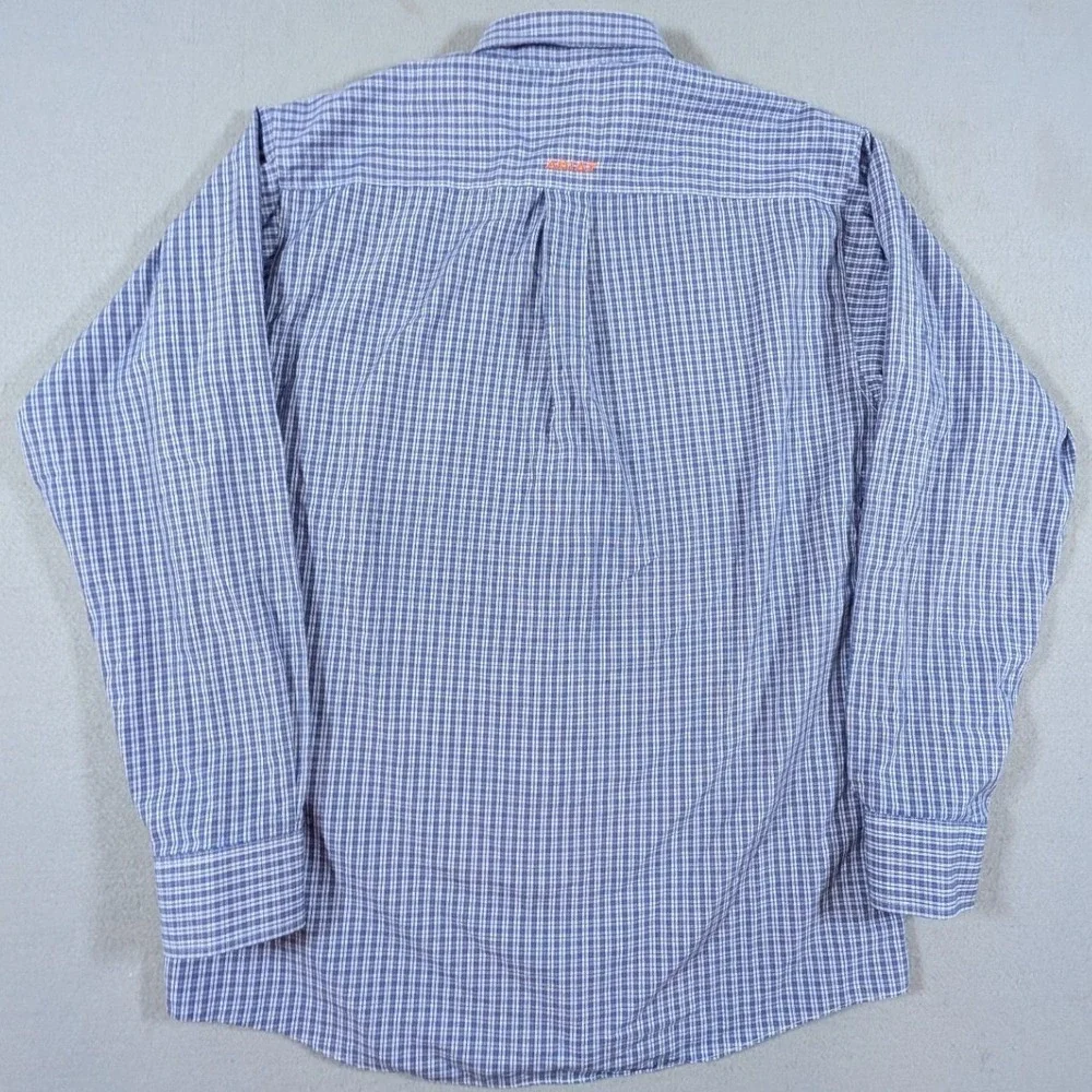 Ariat Button Down Shirt Mens Medium Blue Plaid Wrinkle-Free Western Cowboy